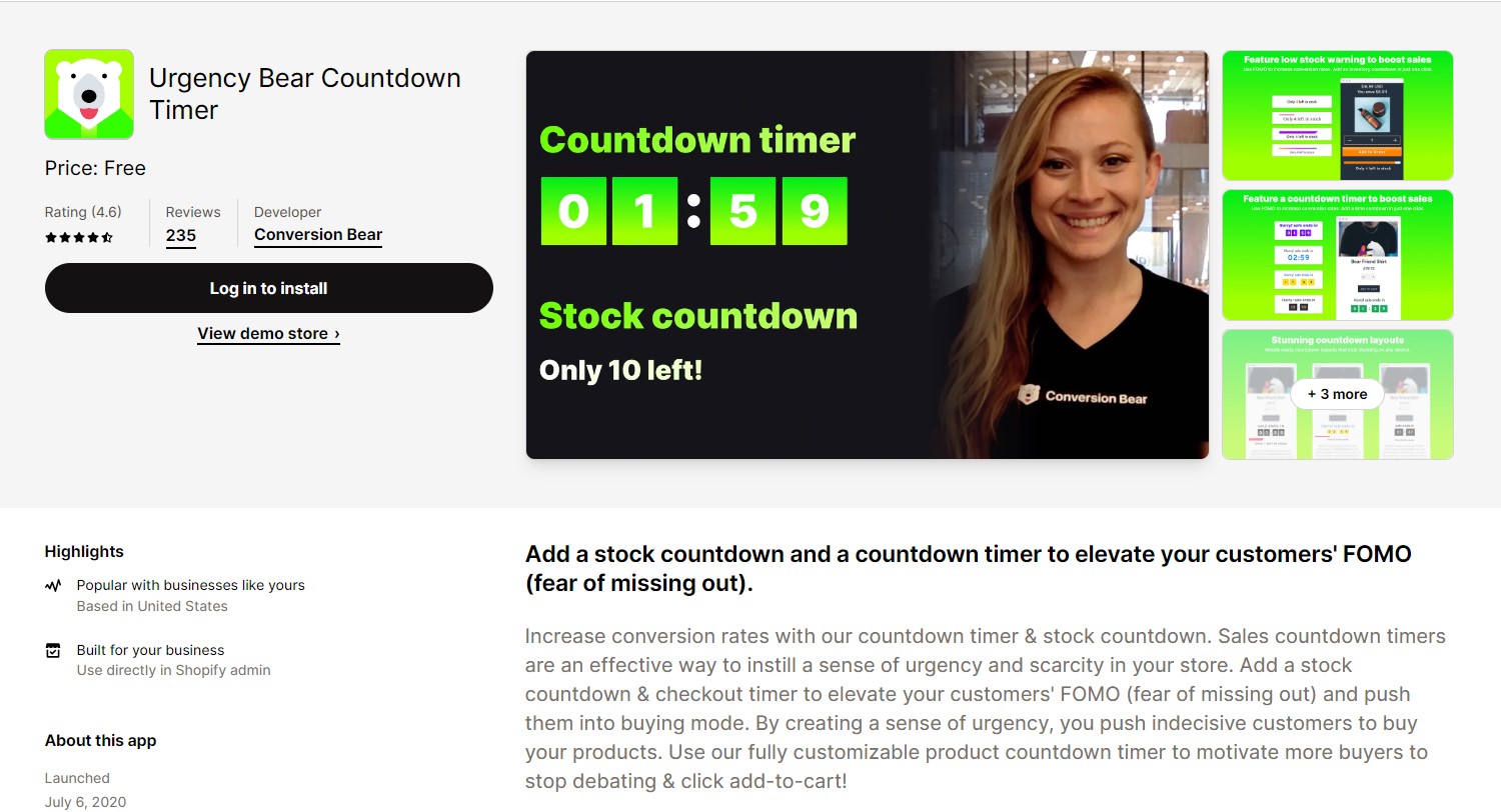 Urgency Bear Countdown Timer